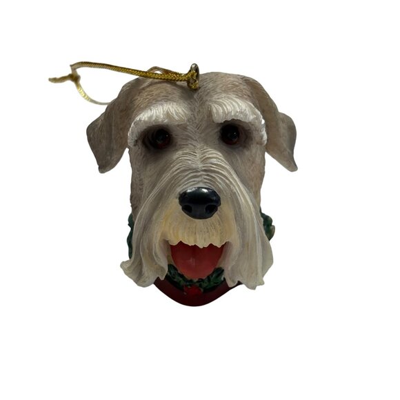 Schnauzer Dog Head Christmas Ornament With Gold Hanging Cord - Picture 1 of 4